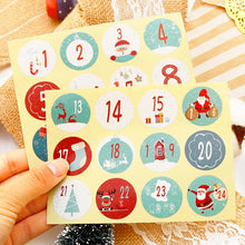 Lade das Bild in den Galerie-Viewer, 120 Stück Weihnachtskalender Nummerierter Papieraufkleber Multifunktionales DIY Geschenkverpackungsetikett
