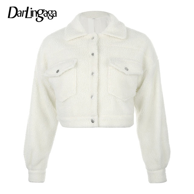 Darlingaga Mode Lammwolle Herbst und Winter Jacke Damen