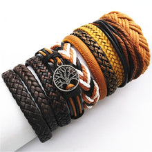 Lade das Bild in den Galerie-Viewer, 10 Stück / Set schwarzes handgewebtes Herrenlederarmband
