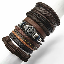 Lade das Bild in den Galerie-Viewer, 10 Stück / Set schwarzes handgewebtes Herrenlederarmband
