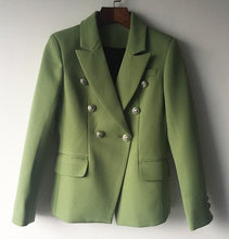 Lade das Bild in den Galerie-Viewer, Zweireihige Metalljacke mit Löwenknopf aus Metall für Damen
