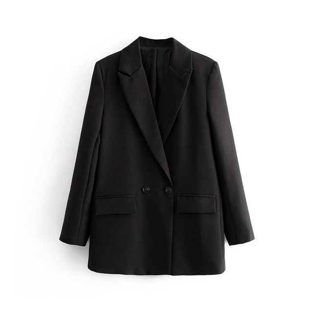 Herbst und Winter Damenanzug einfarbige Zweireiherjacke