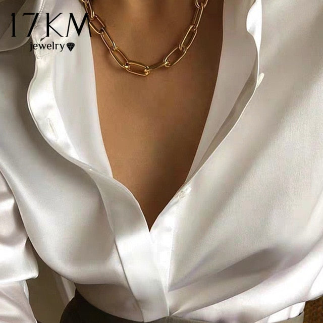 17KM weibliche große Halskette & Herren Retro geometrische Goldkette