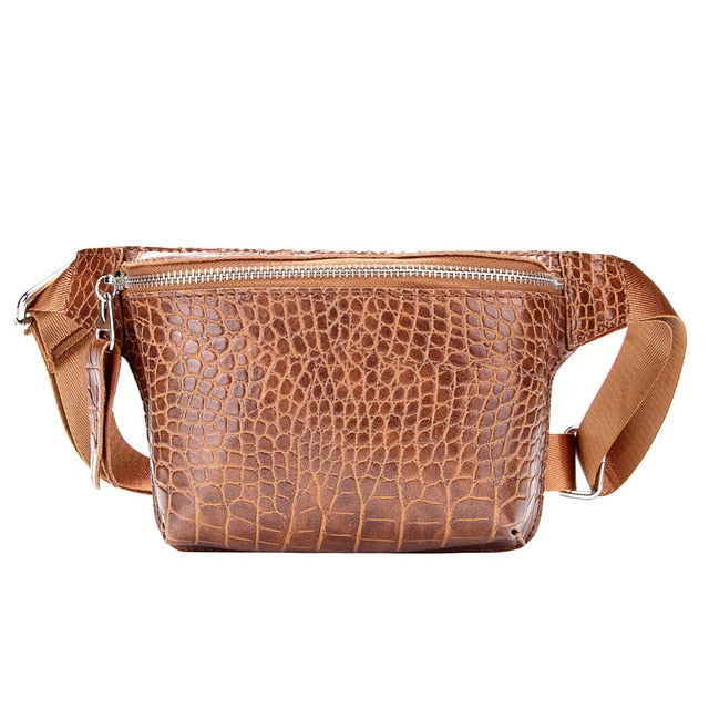 Damen Krokodilleder breite Gürteltasche