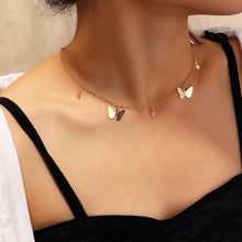 Lade das Bild in den Galerie-Viewer, Mode kurze Halskette schöne goldene versilberte Schmetterlingskette
