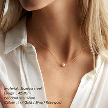 Lade das Bild in den Galerie-Viewer, e-Manco Edelstahl Damen Golden Layered Pearl Halskette

