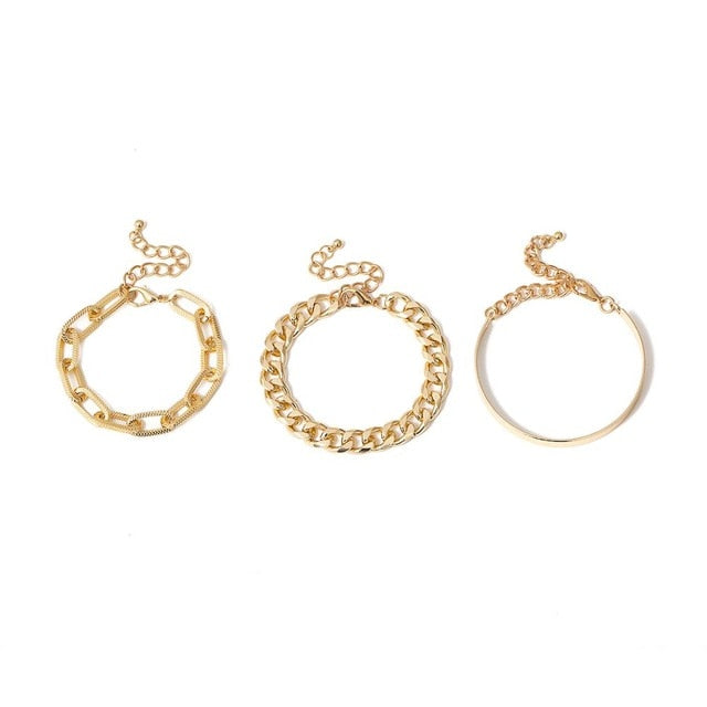 PuRui 4-teiliges Punk Containment Cuban Chain Bracelet Set
