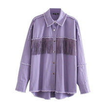Lade das Bild in den Galerie-Viewer, Retro Mode Quaste Perlen lose Jeansjacke Damenjacke
