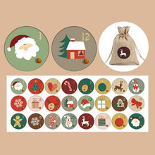 Lade das Bild in den Galerie-Viewer, 24 Stück / Set Weihnachtskalender nummerierte Aufkleber für DIY Weihnachtsdekoration
