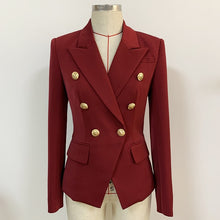 Lade das Bild in den Galerie-Viewer, Zweireihige Metalljacke mit Löwenknopf aus Metall für Damen
