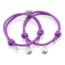 Lade das Bild in den Galerie-Viewer, Roter und schwarzer Seilnetzmagnet, der Paararmband anzieht
