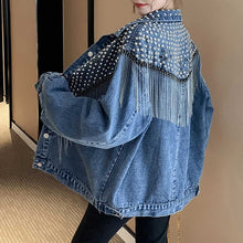 Lade das Bild in den Galerie-Viewer, Perlen geometrische Herbst- und Winter-Langarm-Retro-Damenjacke mit V-Ausschnitt
