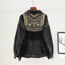 Lade das Bild in den Galerie-Viewer, Jeansjacke Koreanische Blumenstickerei Wildlederjacke Damenjacke
