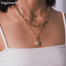 Lade das Bild in den Galerie-Viewer, Ingemark Multilayer Lover Lock Anhänger Halskette
