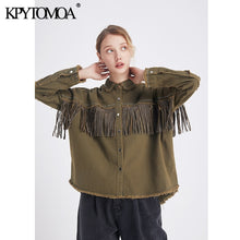 Lade das Bild in den Galerie-Viewer, Retro Mode Quaste Perlen lose Jeansjacke Damenjacke
