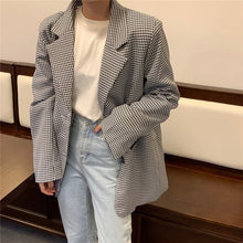 Lade das Bild in den Galerie-Viewer, Colorfaith Winter und Frühling Damen Blazer Plaid Zweireiher
