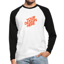 Lade das Bild in den Galerie-Viewer, Langarm Baseball T-Shirt Herren/Männer selbst gestalten und bedrucken - Weiß/Schwarz

