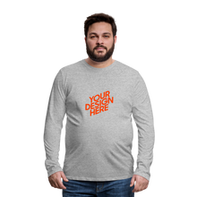 Lade das Bild in den Galerie-Viewer, Premium Longsleeve Shirt Herren/Männer selbst gestalten und bedrucken - Grau meliert
