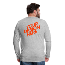 Lade das Bild in den Galerie-Viewer, Premium Longsleeve Shirt Herren/Männer selbst gestalten und bedrucken - Grau meliert
