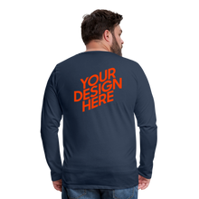 Lade das Bild in den Galerie-Viewer, Premium Longsleeve Shirt Herren/Männer selbst gestalten und bedrucken - Navy

