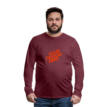 Lade das Bild in den Galerie-Viewer, Premium Longsleeve Shirt Herren/Männer selbst gestalten und bedrucken - Bordeauxrot meliert
