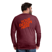 Lade das Bild in den Galerie-Viewer, Premium Longsleeve Shirt Herren/Männer selbst gestalten und bedrucken - Bordeauxrot meliert
