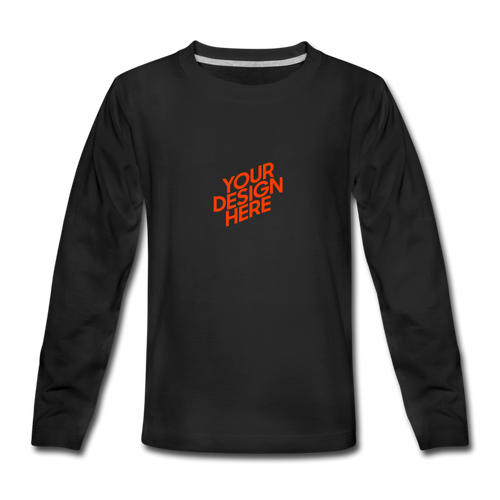 Premium Longsleeve Shirt für Teenager selbst gestalten und bedrucken - Schwarz