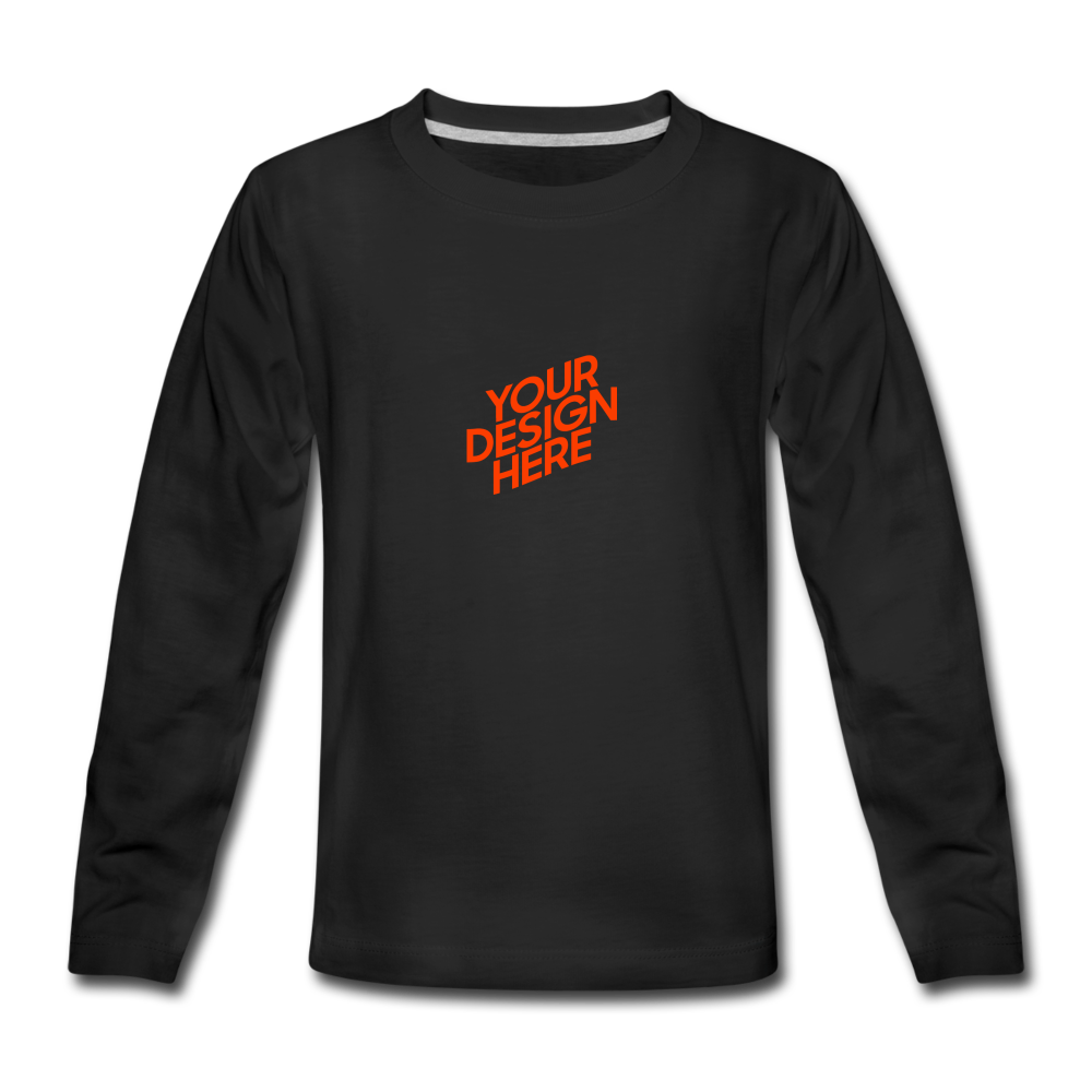 Premium Longsleeve Shirt für Teenager selbst gestalten und bedrucken - Schwarz