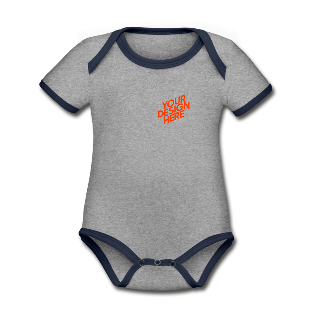 Organic Baby Contrasting Bodysuit selbst gestalten und bedrucken - Grau meliert/Navy