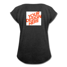 Lade das Bild in den Galerie-Viewer, Damen T-Shirt mit hochgekrempelten Ärmeln selbst gestalten und bedrucken - Schwarz meliert
