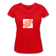 Lade das Bild in den Galerie-Viewer, Damen Bio T-Shirt mit V-Ausschnitt von Stanley &amp; Stella selbst gestalten und bedrucken - Rot
