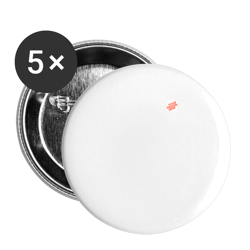 Knöpfe klein 25 mm (5er-Pack) selbst gestalten und bedrucken - Weiß
