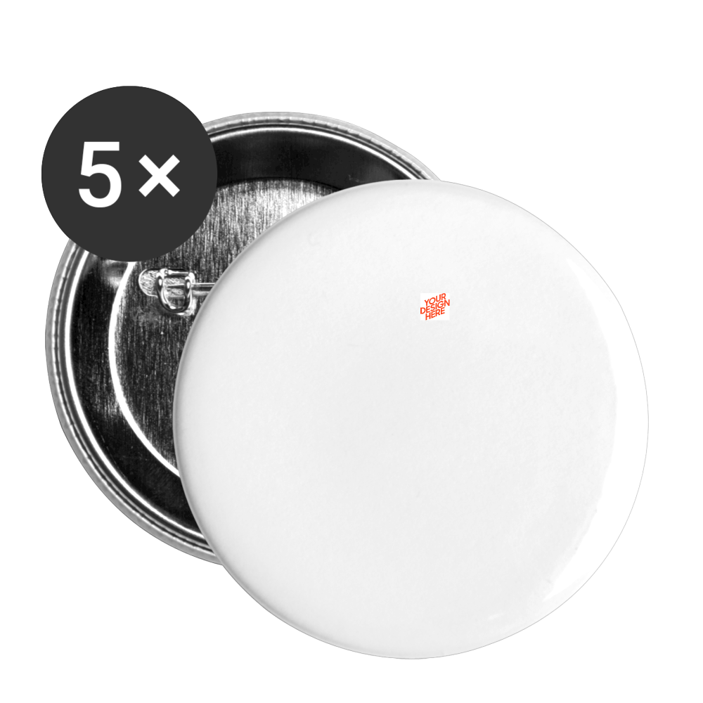 Knöpfe mittel 32 mm (5er-Pack) selbst gestalten und bedrucken - Weiß