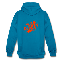 Lade das Bild in den Galerie-Viewer, Contrast Colour Hoodie Damen/Frauen selbst gestalten und bedrucken - Pfauenblau/Grau meliert
