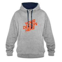 Lade das Bild in den Galerie-Viewer, Contrast Colour Hoodie Damen/Frauen selbst gestalten und bedrucken - Grau meliert/Navy
