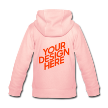 Lade das Bild in den Galerie-Viewer, Kinder Premium Kapuzenpulli mit Reißverschluss Zip Hoodie selbst gestalten und bedrucken - crystal pink

