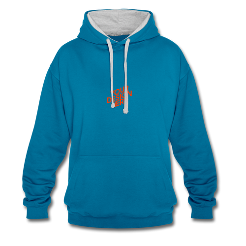 Contrast Colour Hoodie Herren/Männer selbst gestalten und bedrucken - peacock blue/heather grey